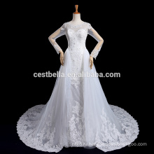 Vestido де noiva с длинным рукавом кружева свадебное платье с длинным хвостом роскошные халат де брак Marriee